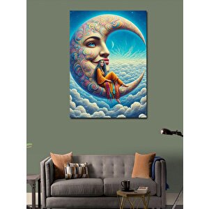 Kanvas Tablo Gülümseyen Ay Ve Kadın 70x100 cm