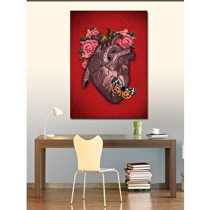 Kanvas Tablo Gül Ve Kalp 70x100 cm
