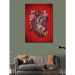 Kanvas Tablo Gül Ve Kalp 70x100 cm