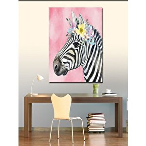 Kanvas Tablo Çiçekler Ve Zebra 70x100 cm