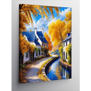 Kanvas Tablo Göl Kenarındaki Retro Evler 70x100 cm
