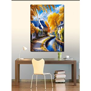 Kanvas Tablo Göl Kenarındaki Retro Evler 70x100 cm