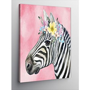 Kanvas Tablo Çiçekler Ve Zebra 100x140 cm