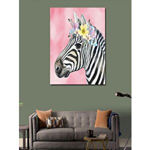 Kanvas Tablo Çiçekler Ve Zebra 100x140 cm