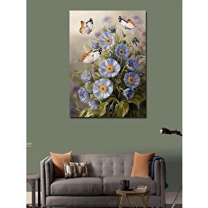 Kanvas Tablo Çiçekler Ve Kelebek 70x100 cm