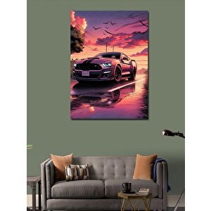 Kanvas Tablo Gün Batımı Ve Spor Araba 100x140 cm