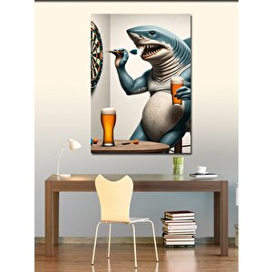 Kanvas Tablo Bira İçen Köpekbalığı 70x100 cm