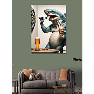 Kanvas Tablo Bira İçen Köpekbalığı 70x100 cm