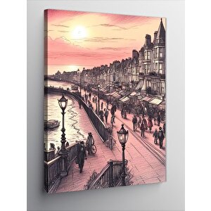 Kanvas Tablo Gün Batımında Sahil Kasabası 70x100 cm