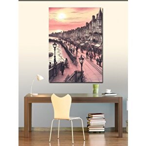 Kanvas Tablo Gün Batımında Sahil Kasabası 70x100 cm