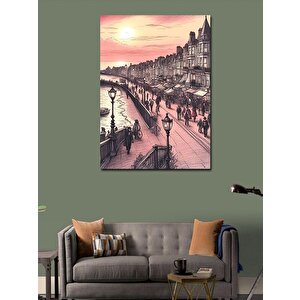 Kanvas Tablo Gün Batımında Sahil Kasabası 70x100 cm