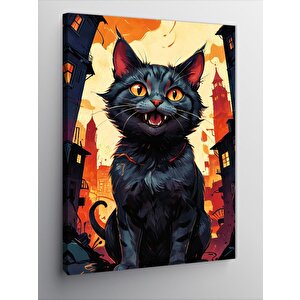 Kanvas Tablo Gülen Siyah Kedi 70x100 cm