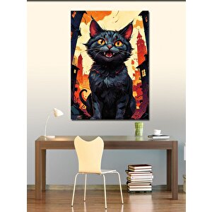 Kanvas Tablo Gülen Siyah Kedi 70x100 cm