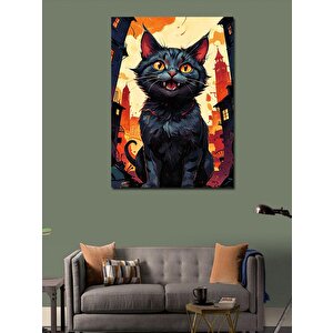 Kanvas Tablo Gülen Siyah Kedi 70x100 cm