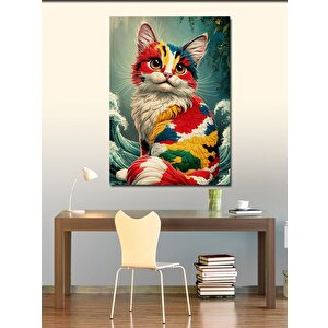 Kanvas Tablo Boyalı Kedi