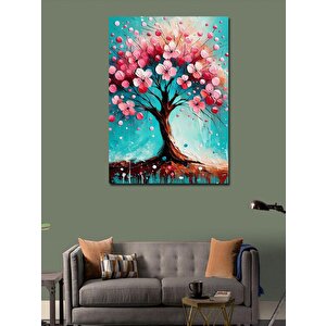 Kanvas Tablo Pembe Çiçekli Ağaç 100x140 cm