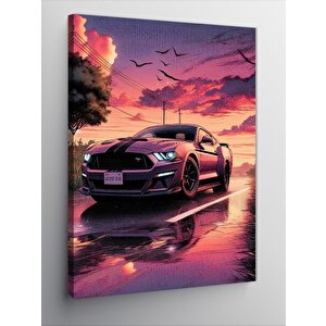 Kanvas Tablo Gün Batımı Ve Spor Araba 70x100 cm