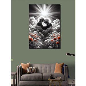 Kanvas Tablo Yaşlı Çift Ve Çiçekler 100x140 cm