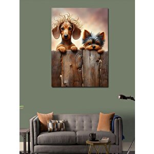 Kanvas Tablo Çitten Bakan Köpekler 70x100 cm