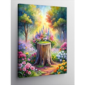 Kanvas Tablo Kesilmiş Ağaç Ve Çiçekler 70x100 cm