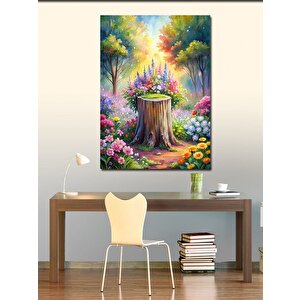 Kanvas Tablo Kesilmiş Ağaç Ve Çiçekler 70x100 cm