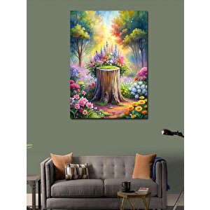 Kanvas Tablo Kesilmiş Ağaç Ve Çiçekler 70x100 cm