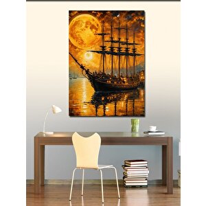 Kanvas Tablo Büyük Gemi Ve Gün Batımı Manzarası 70x100 cm