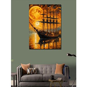 Kanvas Tablo Büyük Gemi Ve Gün Batımı Manzarası 70x100 cm