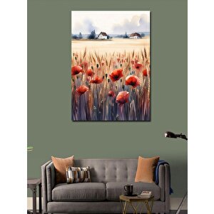 Kanvas Tablo Çiçekler Ve Evler 70x100 cm