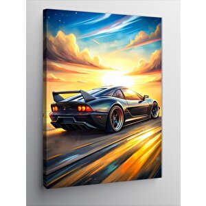 Kanvas Tablo Gün Batımı Ve Spor Araba 70x100 cm