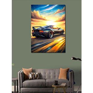 Kanvas Tablo Gün Batımı Ve Spor Araba 70x100 cm