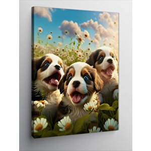 Kanvas Tablo Papatyalar Ve Köpekler 70x100 cm