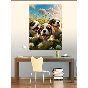 Kanvas Tablo Papatyalar Ve Köpekler 70x100 cm