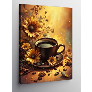 Kanvas Tablo Kahve Ve Sarı Çiçekler 70x100 cm