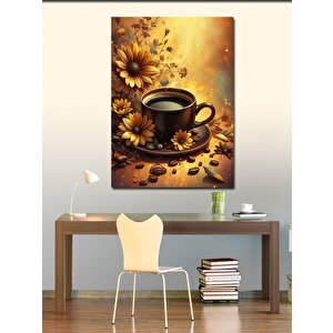 Kanvas Tablo Kahve Ve Sarı Çiçekler 70x100 cm
