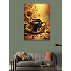Kanvas Tablo Kahve Ve Sarı Çiçekler 70x100 cm