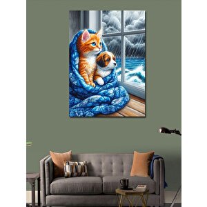 Kanvas Tablo Fırtınayı İzleyen Kedi Ve Köpek 70x100 cm