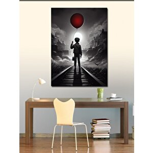 Kanvas Tablo Kırmızı Uçan Balonlu Çocuk 70x100 cm