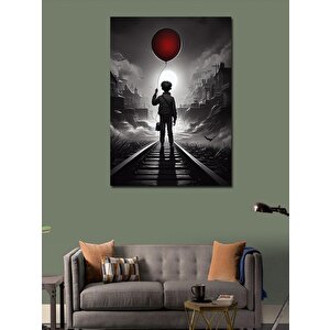 Kanvas Tablo Kırmızı Uçan Balonlu Çocuk 70x100 cm