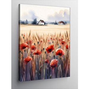 Kanvas Tablo Çiçekler Ve Evler 100x140 cm