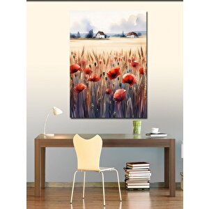 Kanvas Tablo Çiçekler Ve Evler 100x140 cm