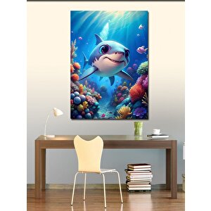 Kanvas Tablo Sevimli Köpek Balığı 100x140 cm