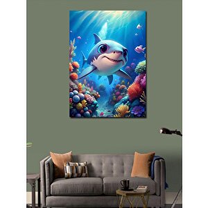 Kanvas Tablo Sevimli Köpek Balığı 100x140 cm