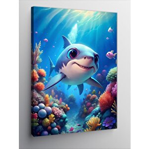 Kanvas Tablo Sevimli Köpek Balığı 70x100 cm