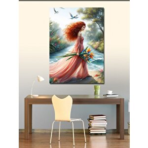 Kanvas Tablo Ormandaki Kadın Ve Çiçekler 70x100 cm
