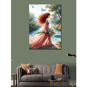 Kanvas Tablo Ormandaki Kadın Ve Çiçekler 70x100 cm
