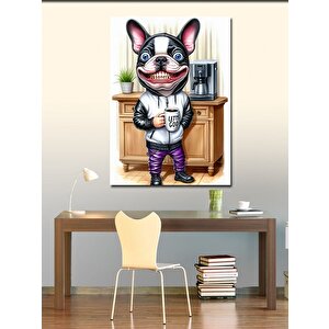 Kanvas Tablo Kahve İçen Buldog
