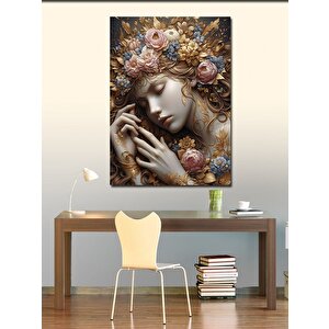 Kanvas Tablo Çiçekler Ve Kadın 70x100 cm