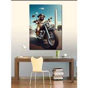 Kanvas Tablo Motorcu Köpek