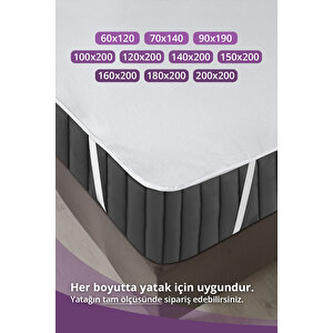 Su Sıvı Geçirmez Su Emmez Terletmez Yatak Koruyucu Alezi Pamuklu 120x200cm Dört Köşe Lastikli